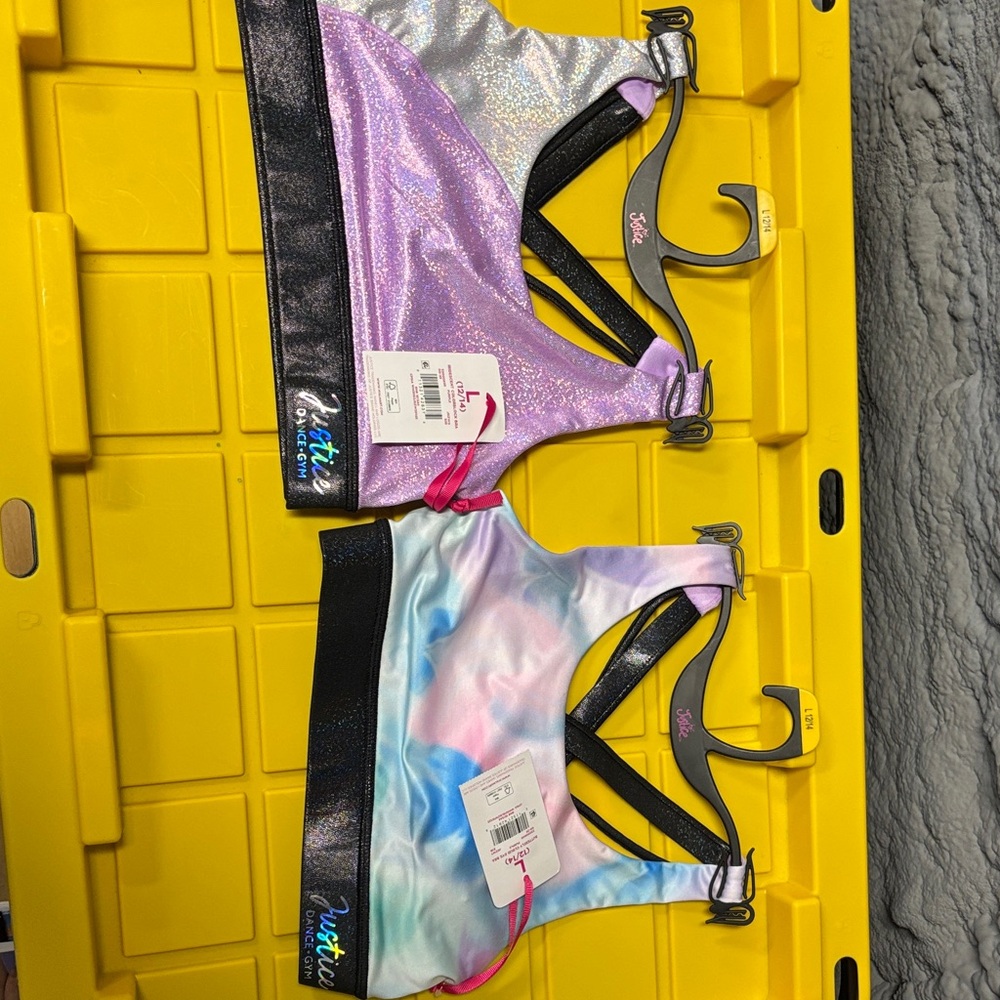 Justice Pastel Tie-Dye Sports tops in Pink, Blue, Purple, activewear L. 12/14